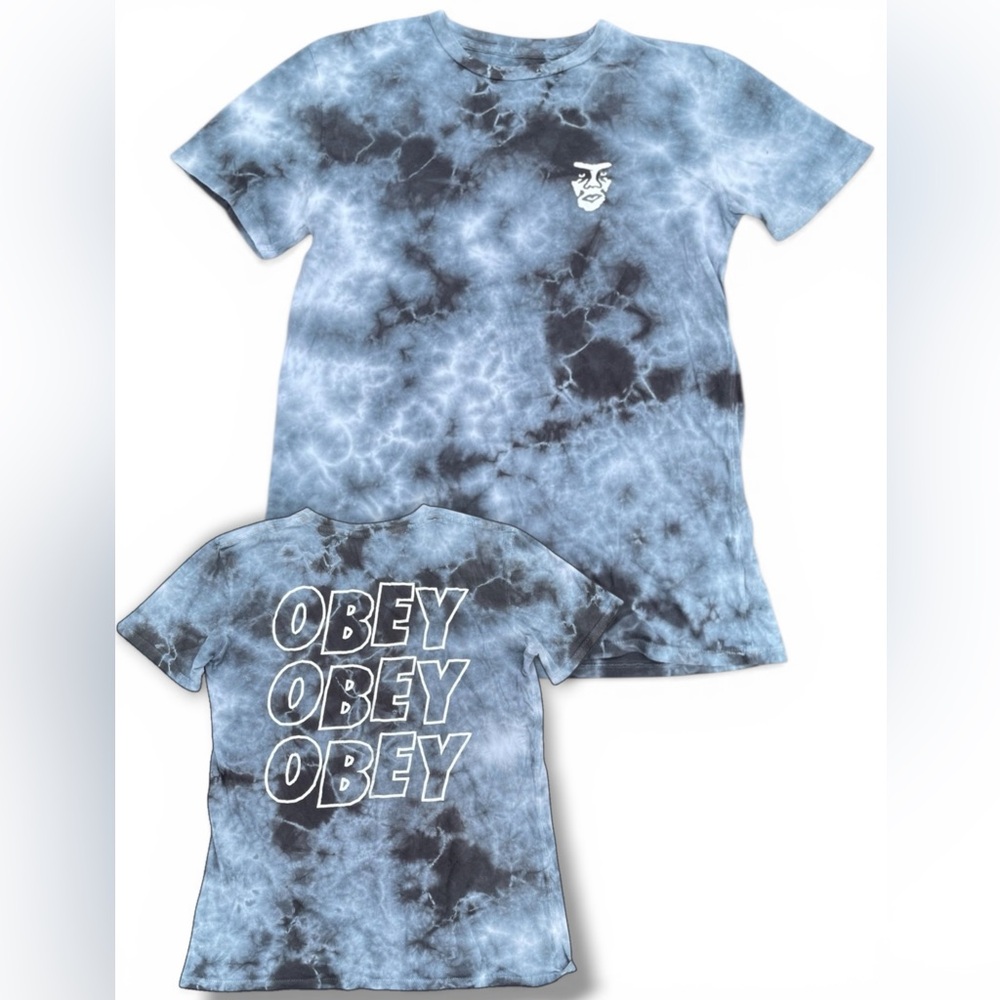 OBEY Worldwide Short Sleeve tie dye shirt skater grunge men’s XS grey